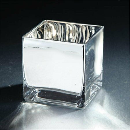 DIAMOND STAR 4.5 x 4.5 x 4.5 in. Square Candle Holder, Silver 57100